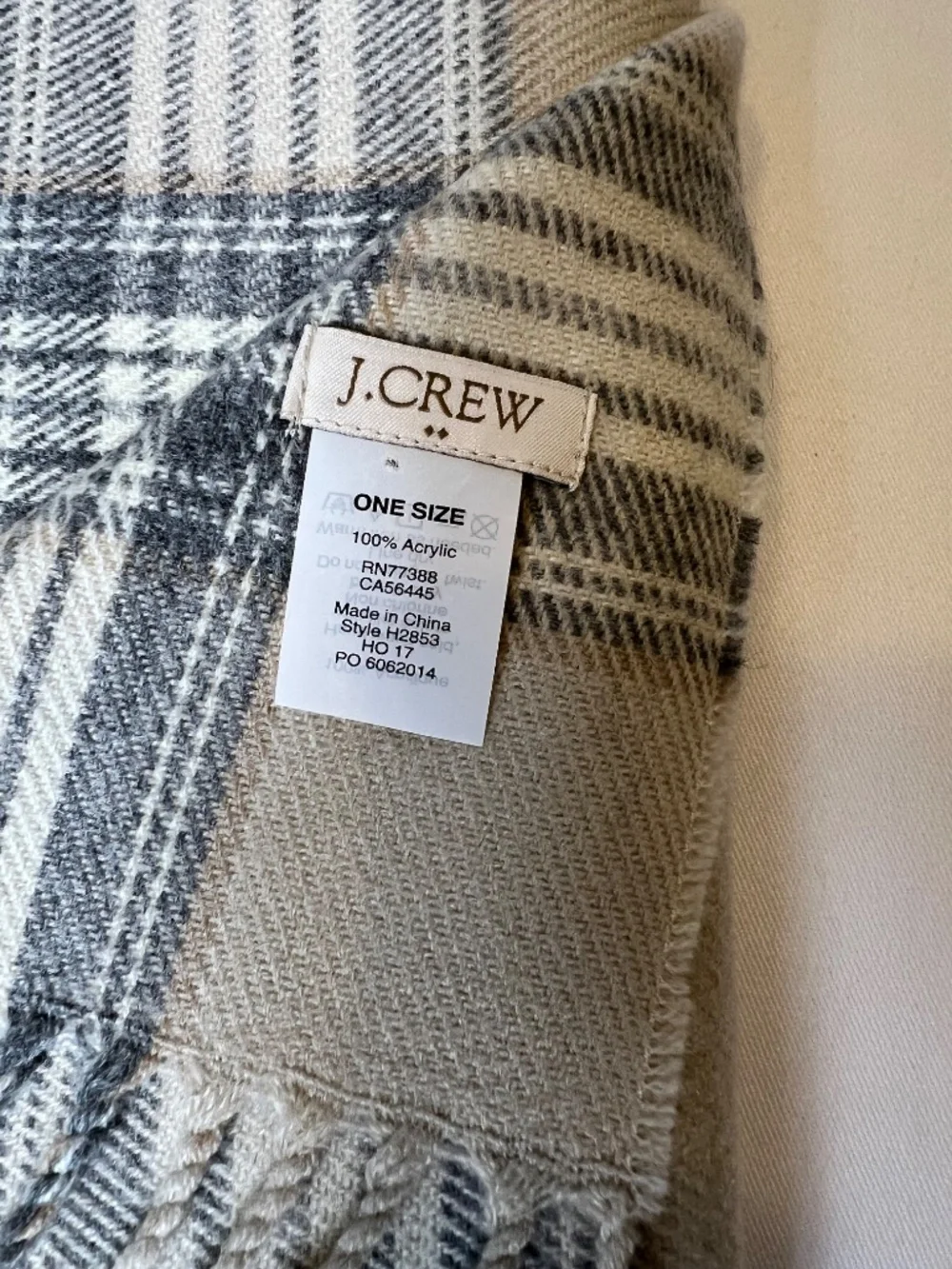 *FIRM PRICE* J. Crew Factory Plaid Fringed Oversized Scarf / Wrap